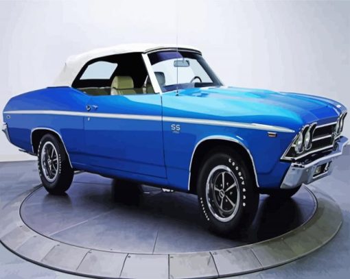 White And Blue Chevelle Ss DIamond painting