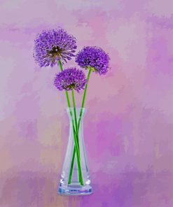 Allium Flowers In A Vase Art Diamond Painting