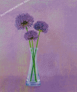 Allium Flowers In A Vase Art Diamond Painting