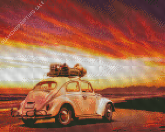 Beetle VW Car Sunset Diamond Painting