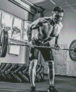 Black And White Man Lifting Weights Diamond Painting
