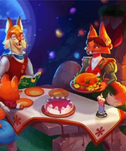 Christmas Fox Family Diamond Painting