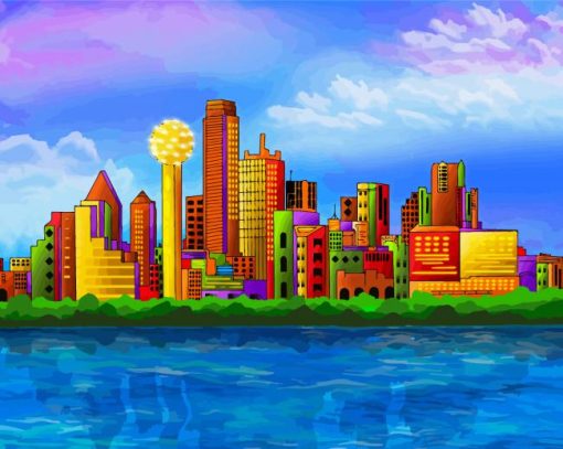 Colorful Dallas Skyline Art Diamond Painting