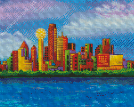 Colorful Dallas Skyline Art Diamond Painting