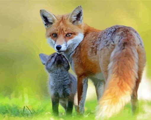 Cute Fox Family Diamond Painting