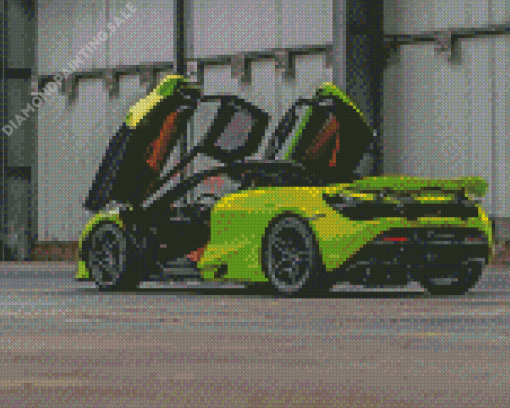 Green McLaren Skyline Car Diamond Painting