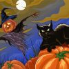 Halloween Cats And Scarecrow Diamond Painting