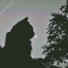 Lonely Cat Silhouette And Tree Diamond Painting
