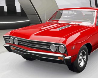 Red 67 Chevelle Classic Car Diamond Painting