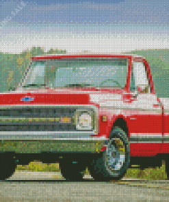 Red Chevy C10 Truck Diamond Painting