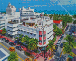 South Beach Buildings Diamond Painting