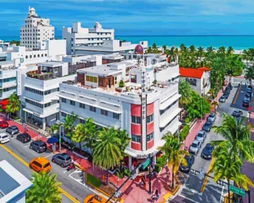 South Beach Buildings Diamond Painting