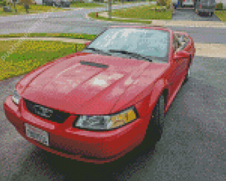 2000 Red Ford Mustang Gt Car Diamond Painting