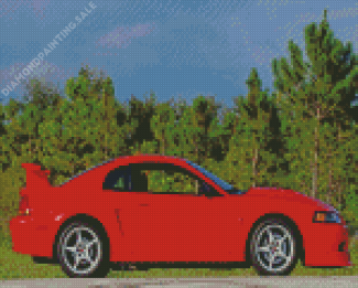 2000 Red Mustang Car Diamond Painting