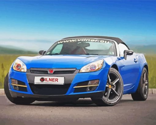 Blue Saturn Sky Car Diamond Painting