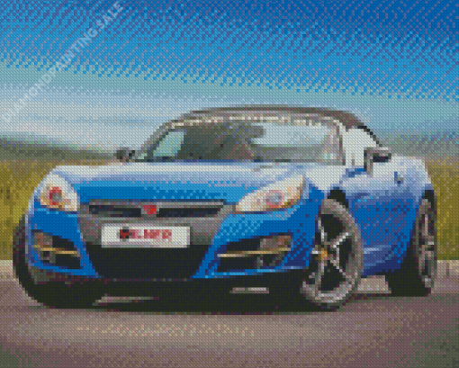 Blue Saturn Sky Car Diamond Painting