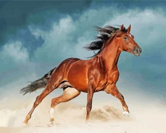 Brown Lusitano Horse Running Diamond Painting
