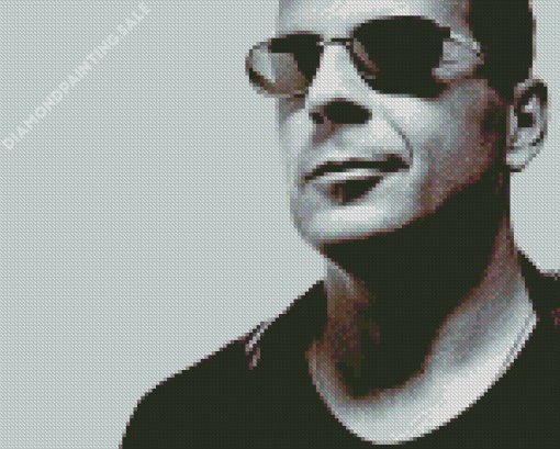 Bruce Willis With Glasses Diamond Painting
