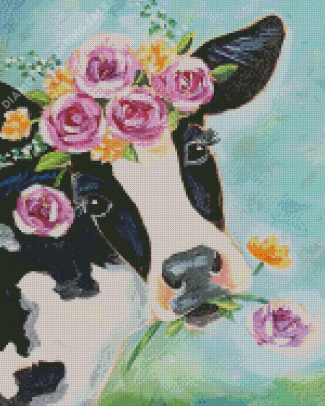 Cute Floral Cow Diamond Painting