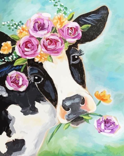 Cute Floral Cow Diamond Painting