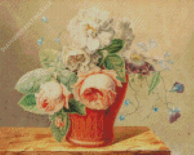 Flowers Vase On Table Van Huysum Diamond Painting