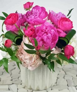 Pink Peonies And Ranunculus Vase Diamond Painting