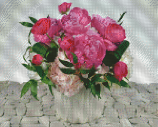 Pink Peonies And Ranunculus Vase Diamond Painting