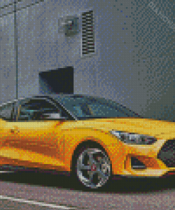 Yellow Hyundai Veloster Car Diamond Painting