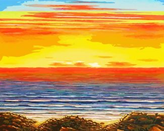 Abstract Beach And Ocean Sunset Diamond Painting