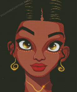 Beautiful Afro Girl Cartoon Illustration Diamond Painting