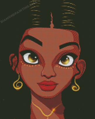 Beautiful Afro Girl Cartoon Illustration Diamond Painting