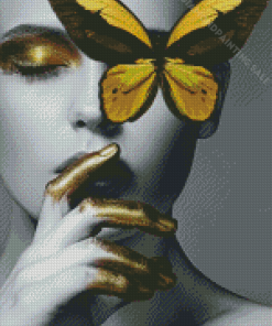 Golden Lady And Butterfly Diamond Painting