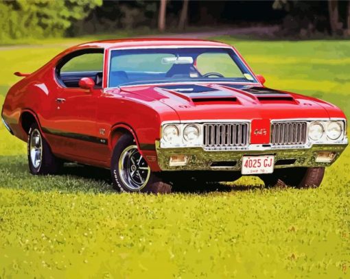 Red Oldsmobile 442 Diamond Painting