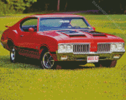 Red Oldsmobile 442 Diamond Painting