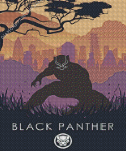 Black Panther Superhero Silhouette Poster Diamond Painting