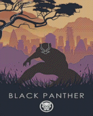 Black Panther Superhero Silhouette Poster Diamond Painting