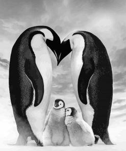 Black And White Penguins Family Animals Diamond Painting