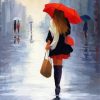 Girl With Red Umbrella Art Diamond Painting