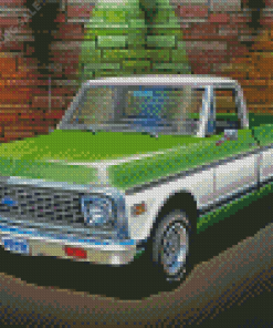 Green Classic Chevy Truck Diamond Painting