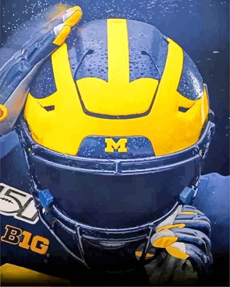 Aesthetic University Of Michigan Football Helmet Diamond Painting