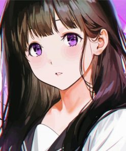 Anime Girl With Purple Eyes Diamond Painting