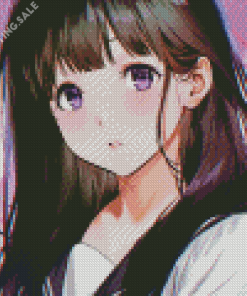 Anime Girl With Purple Eyes Diamond Painting