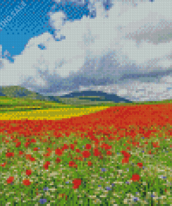 Beautiful Flower Fields Italy Landscape Diamond Painting