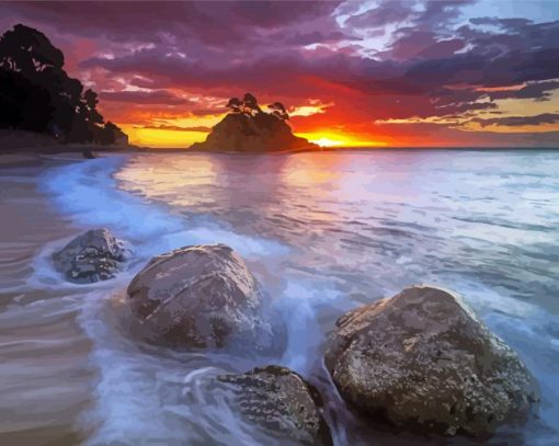 Beautiful Mediterranean Seascape Sunset Diamond Painting