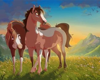 Beautiful Cartoon Horses Diamond Painting