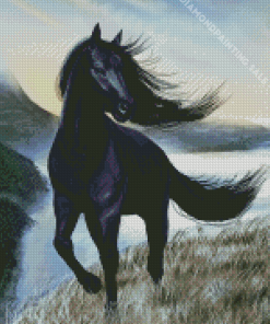 Black Mare Horse Art Diamond Painting