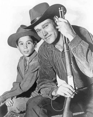 Black And White Chuck Connors And His Son Diamond Painting