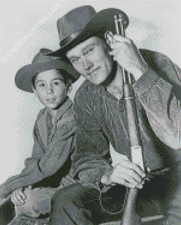 Black And White Chuck Connors And His Son Diamond Painting