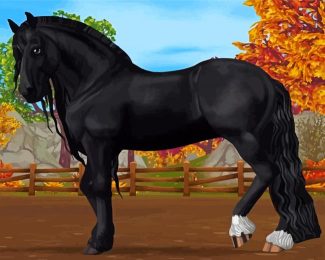 Black Cartoon Horse Diamond Painting