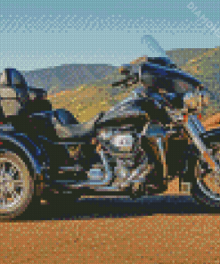 Black Three Wheeler Harley Davidson Trike Diamond Painting